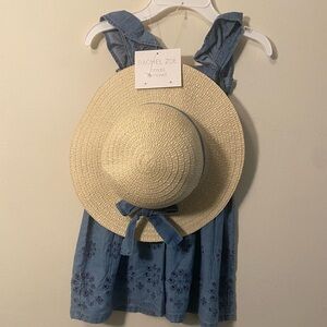 Denim summer dress with sun hat to match size 4 Nwt